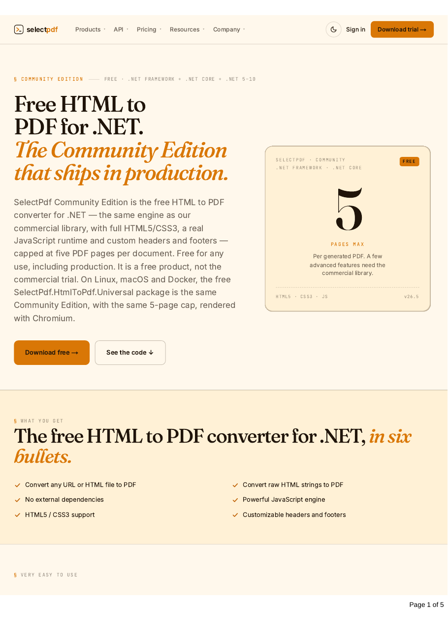 First page of community-edition.pdf, the PDF this sample produces