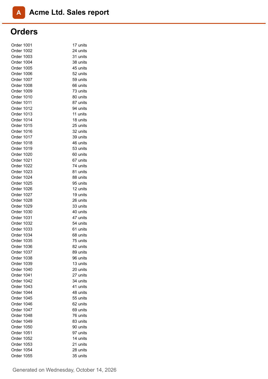 First page of report.pdf, the PDF this sample produces