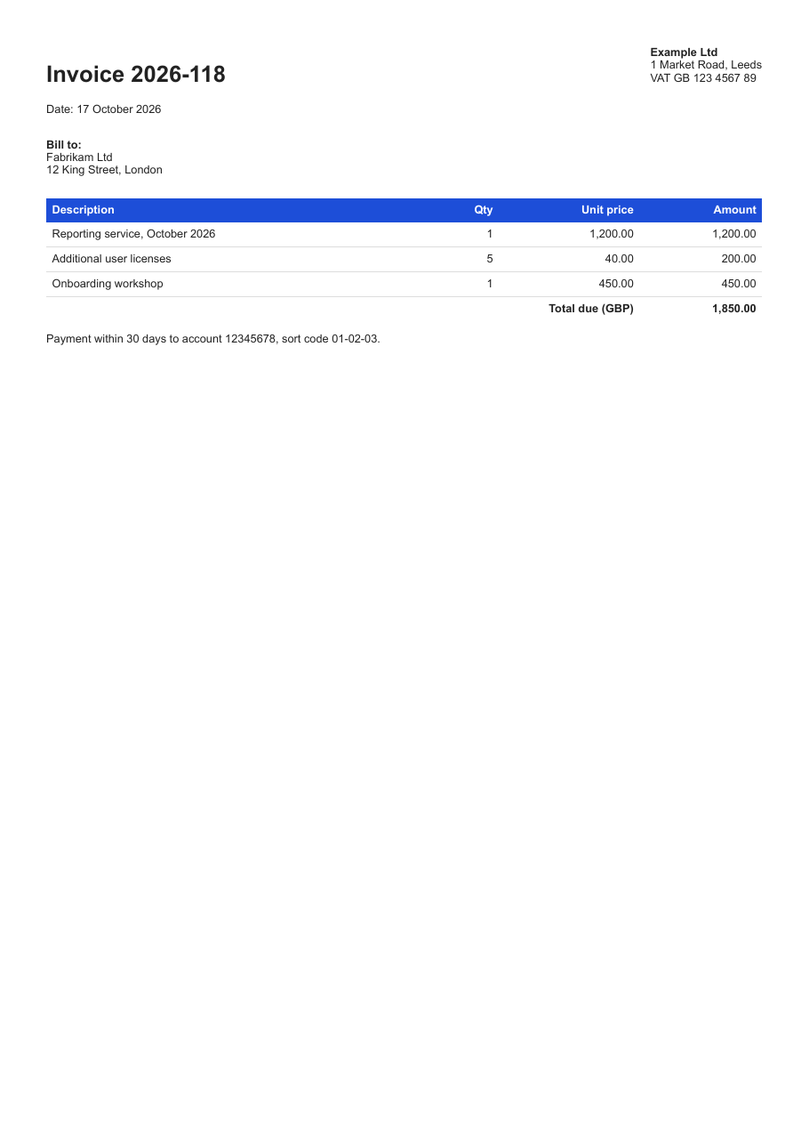 First page of invoice-2026-118.pdf, the PDF this sample produces