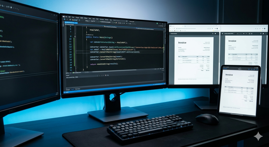 SelectPdf C# code example for converting HTML to PDF
